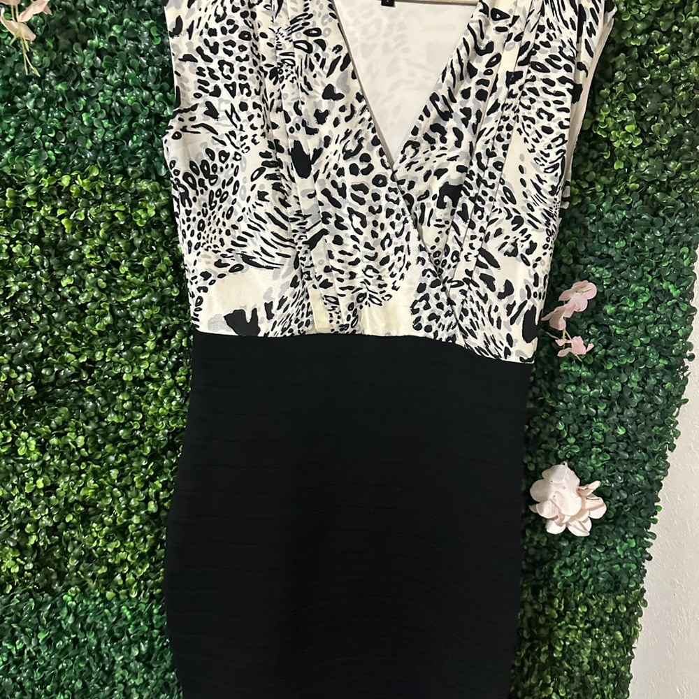 Express Black and White Animal Print Mini Dress